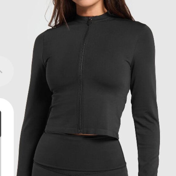 BNWT GYMSHARK Everyday Seamless Zip Tracktop Black SZ XS New 2024 Release - Picture 1 of 7